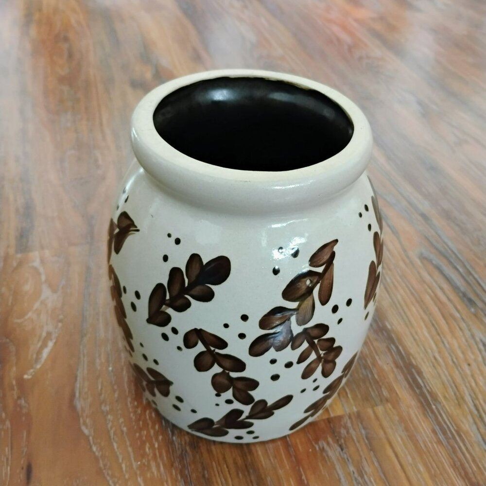 Beaumont Brothers Pottery Crock, Brown Leaves Salt Glaze Stoneware BBP Vintage - Picture 2 of 7